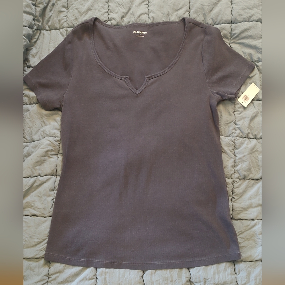 Old Navy Gray/Blue Fitted Short Sleeve T-Shirt